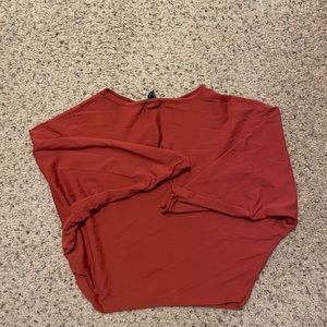 orange burgundy long sleeve shirt